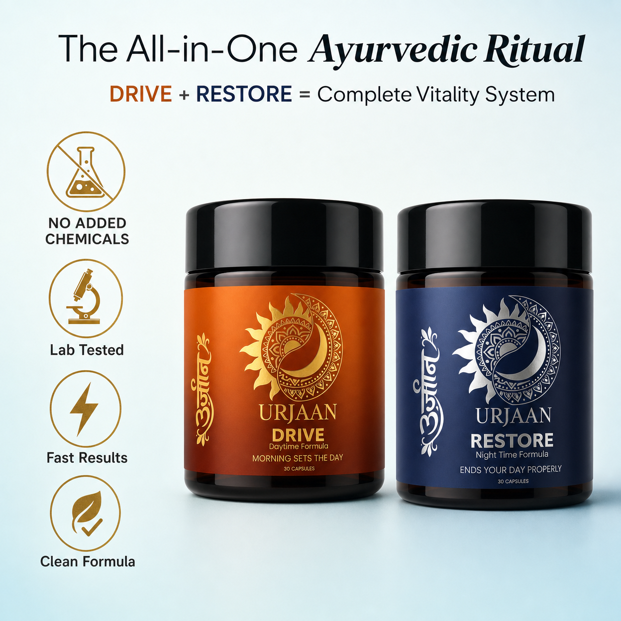 Urjaan DRIVE + RESTORE — The AM-PM Vitality Bundle